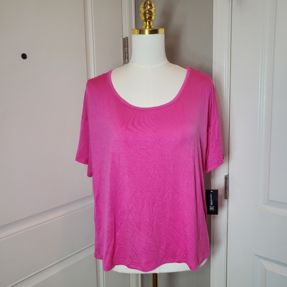 NWT INC International Concepts Intimates Pink Tee Size Large Divine Berry - Picture 1 of 12